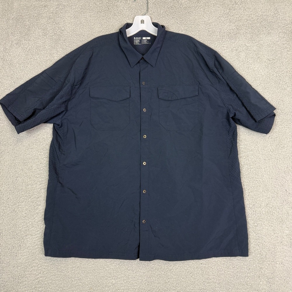 5.11 Tactical Mens XL Short Sleeve Button Down Shirt Navy Blue 71340-787